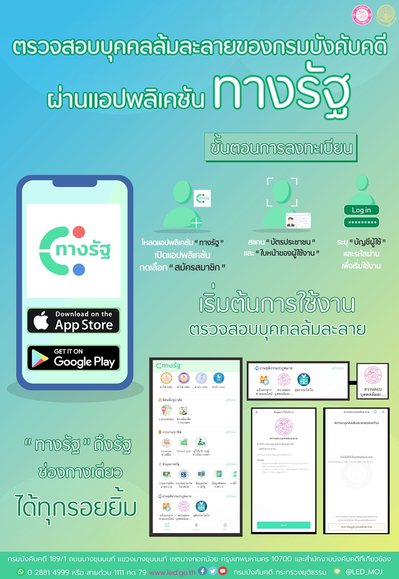 ตรวจสอบบุคคลล้มละลายของกรมบังคับคดี ผ่านแอปพลิเคชัน ทางรัฐ